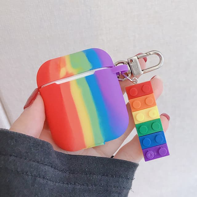Compatible with Apple, Compatible with Apple , Rainbow Applicable Airpods2 Protective Case Pendant Pro3 Wireless Bluetooth-compatible Headset Soft Shell Personality