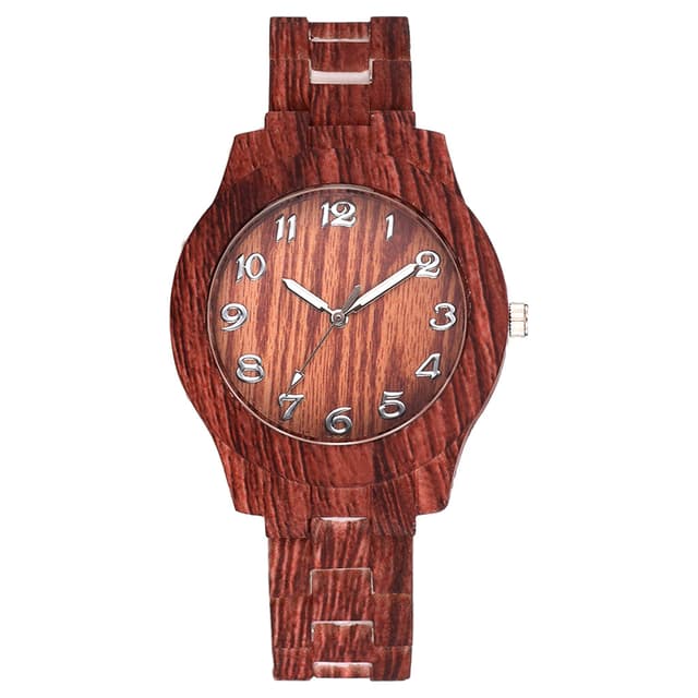 Men And Women Couple Fashion Quartz Watches, Wood Grain Retro Simple