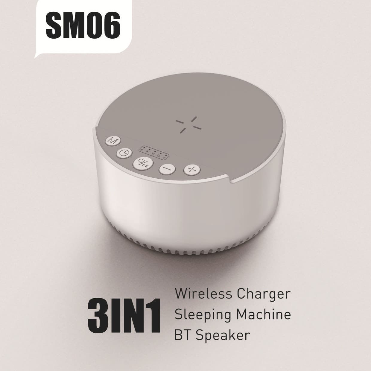 Smart White Noise 15W Wireless Charger Bluetooth Speaker